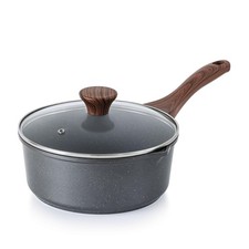 Casserole Induction 22 cm 3L Antiadhésive Revêtement Granit Gris Aluminium