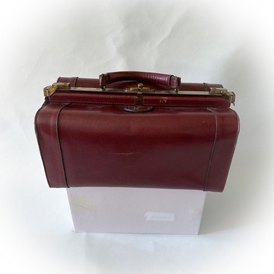 Vintage Arzttasche Hebammentasche Echtleder Bordeauxrot 50er 60er Jahre