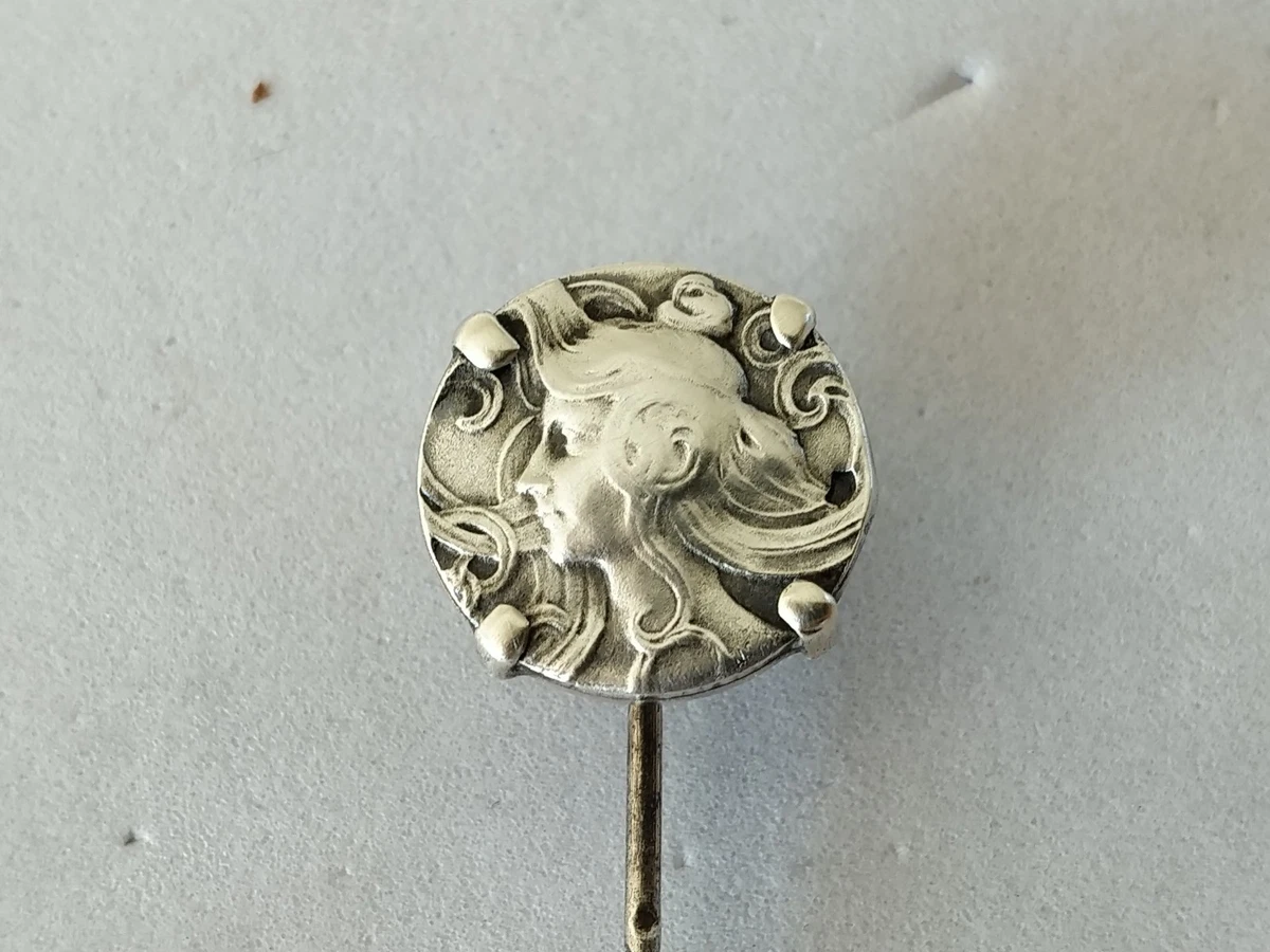 Broche Ancienne Lettrine B Style Art Nouveau - Métal Doré, Occasion Avec Traces