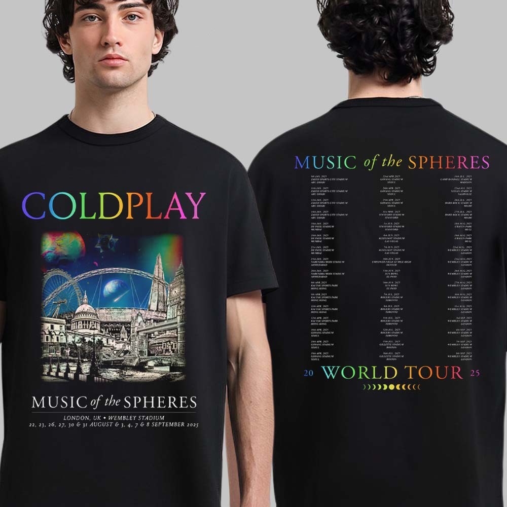 Coldplay London Music Of The Spheres Tour Tee 2025 At Wembley Stadium On 22 23