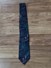 Vintage Iridescent Turquoise Rust Paisley Striped DIOR Polyester Tie Made in USA