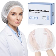 Hair Nets for Food Service Workers -100pcs Disposable Bouffant Caps for Women...