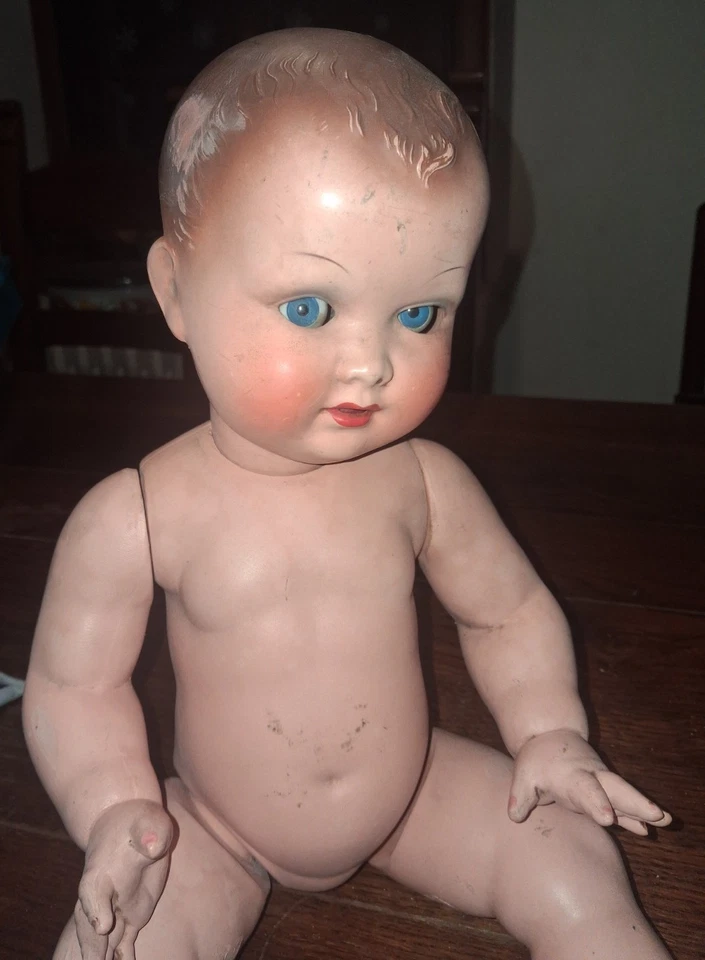 Marcellino Ottolini, Bambola Antica In Celluloide Anni ‘50 Occhi Mobili - Immagine 3 di 4