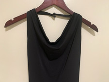 BCBG Women Halter Top Open Back Flowy Formal Cocktail Dress, Black, Sz XS - EUC