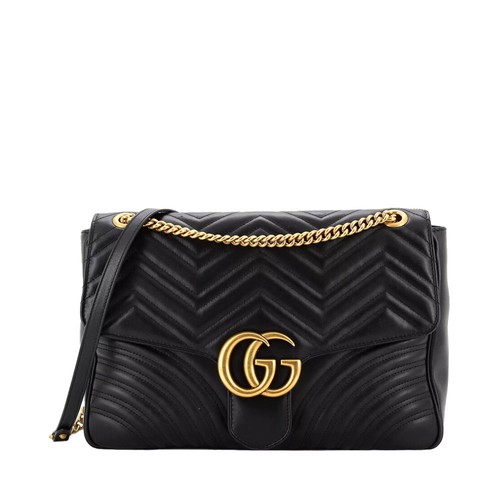Gucci GG Marmont Wallet/Coin Case, Leather, 450940, Black with Gol