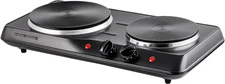 Electric Countertop Double Burner, 1700W Cooktop with 7.25" and 6.10" Cast Iron 