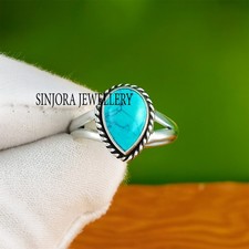 Turquoise Gemstone 925 sterling silver handmade Gift Ring US size 5 to 13
