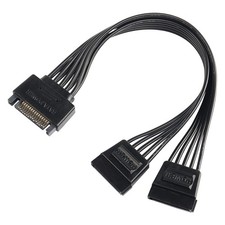 SATA Power Y Splitter Cable 15 Pin Male to Dual Female HDD SSD Adapter