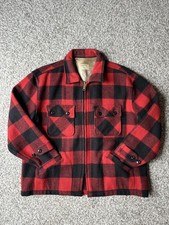 Vintage 1960s Sears Sportswear Buffalo Plaid Wool Shirt Jacket XL USA Made