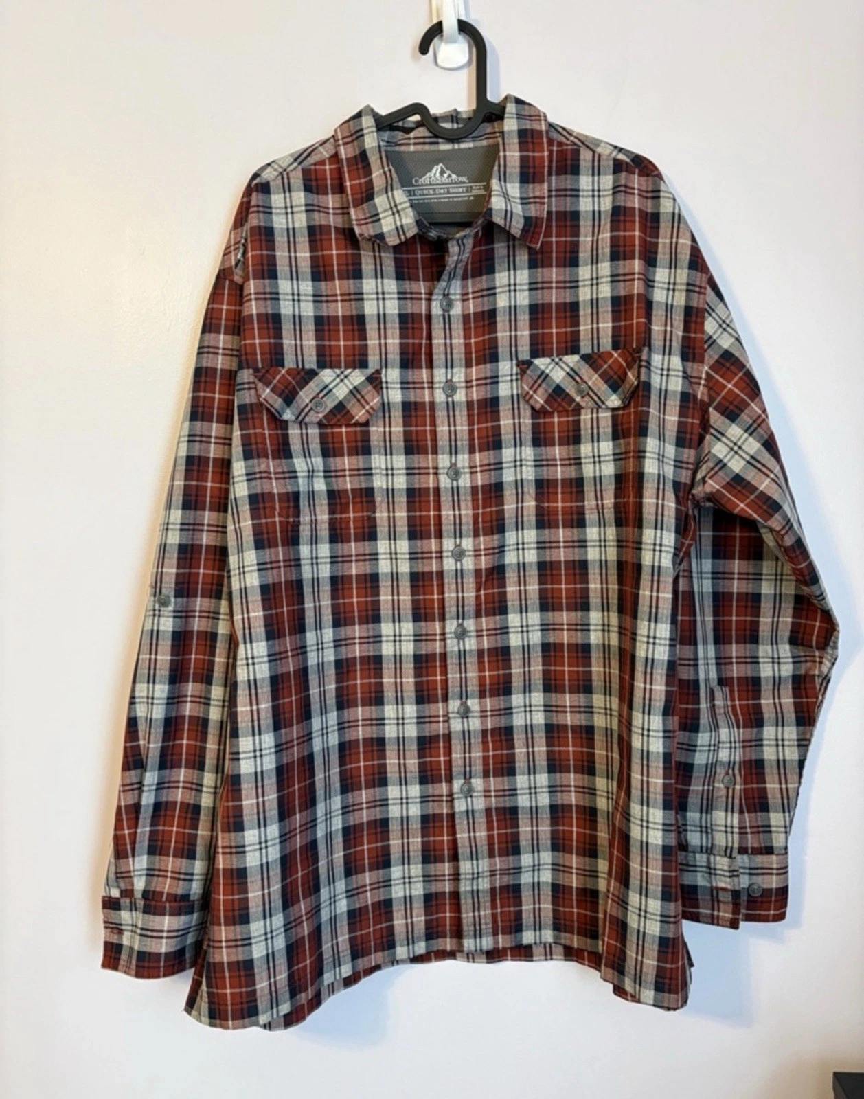 Croft & Barrow Quick Dry Outdoor Hiking Fishing Boating Shirt Plaid size XL