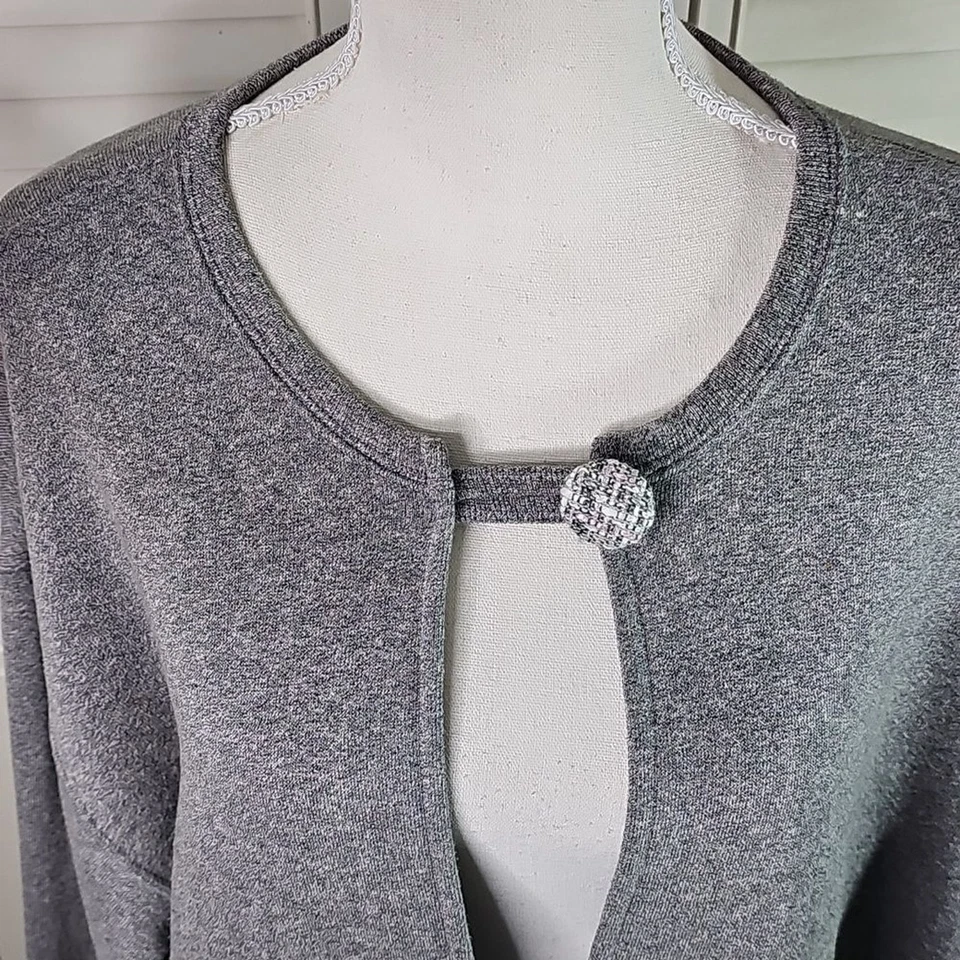 Cárdigan Por Lee Fuzzy Cálido Interior De Gran Tamaño, Gris Blanco Rosa Talla L Foto 3 de 4