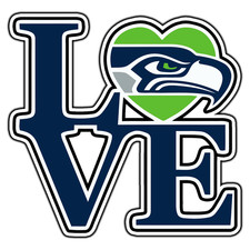 Seattle Seahawks Love Logo 10 Football Sticker Waterproof Vinyl Decal Die-Cut