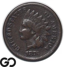 1876 Indian Head Cent Penny, Better Date, VF+