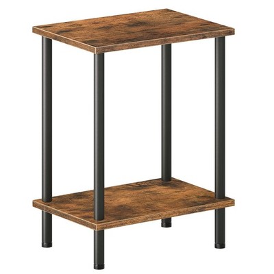 End Table, Small Side Table, Nightstand with 2-Layer Storage Shelves, Sofa Ta...
