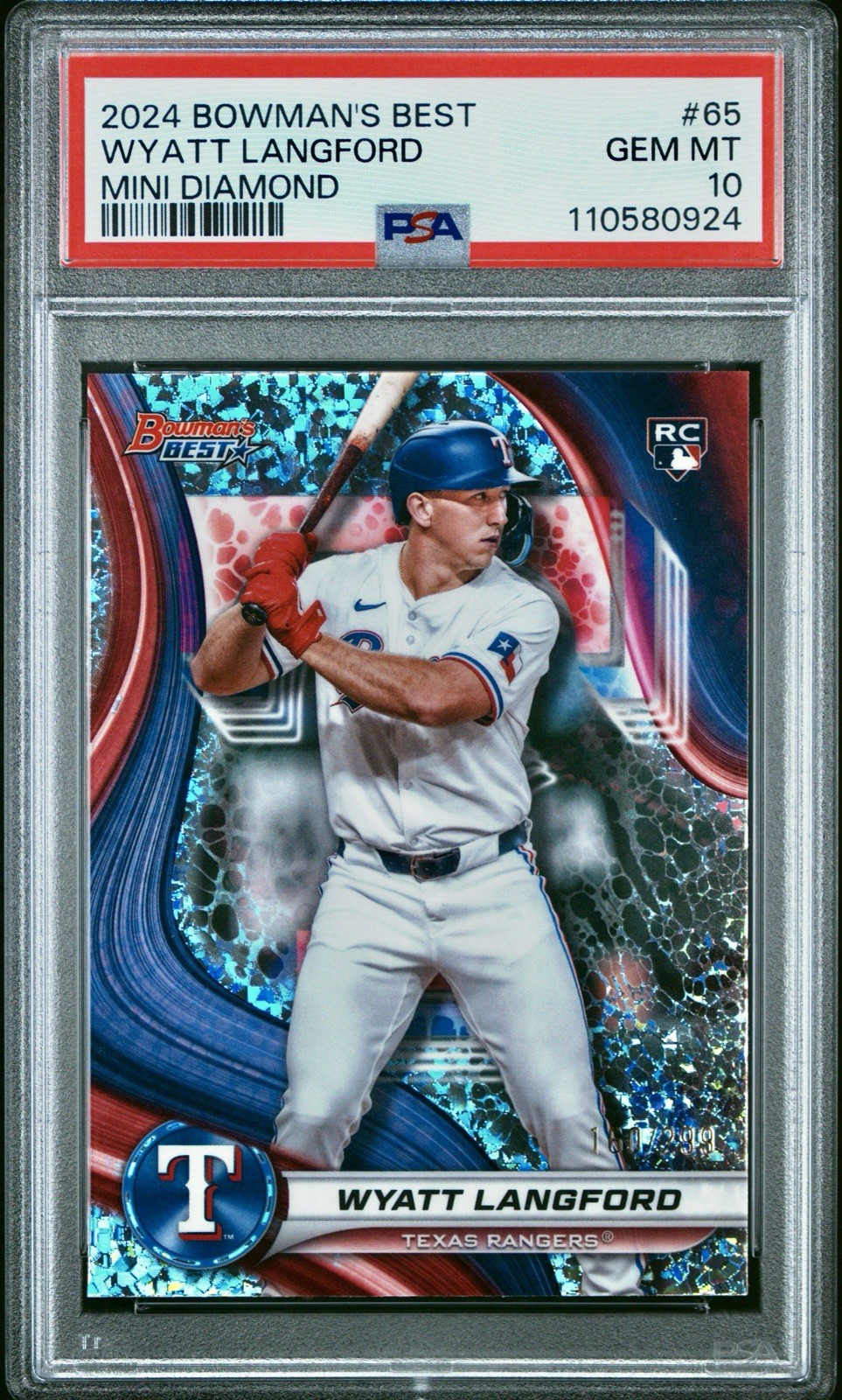 2024 Bowman's Best Wyatt Langford Rookie #65 Mini-Diamond #/299 (RC) ~ PSA 10!