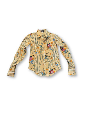Vintage 70s Tucci Floral Button Down Blouse Groovy Retro Mod Top Size 7/8