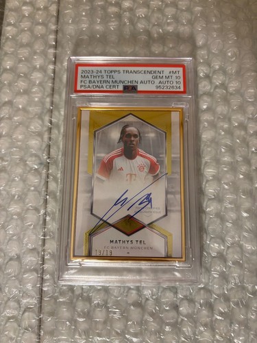 Mathys Tel 2023–24 Topps Transcendent Bayern On-Card Auto /19 (PSA 10 / Auto 10)