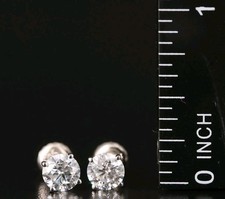 1.26 CTW Lab Grown Diamond Stud Earrings 14K White Missing Backs 
