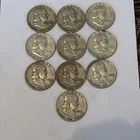 Lot of 10 90% Silver Franklin Half Dollars US COINS