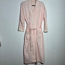 VTG 90s Victoria's Secret Gold Label Pink Cotton Lace Trim Robe Kimono Small