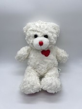 Build A Bear Valentine White Teddy Bear Plush Red Heart Stuffed Animal Toy 13”
