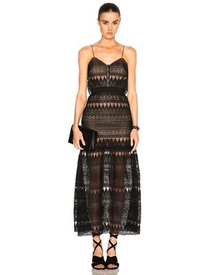 SELF-PORTRAIT Full Teardrop Guipure Patterned Dress - Black - UK 14/US 10 