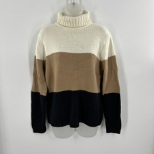 Sag Harbor Womens Colorblock Long Sleeve Turtleneck Sweater Size Medium