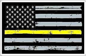 Thin Yellow Line Dispatcher Distressed Flag Reflective Decal Police Fire EMS 911 - Picture 1 of 3