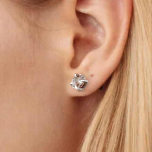 DIAMANT Ohrstecker ø 5,5 mm Rohdiamant in Echt Silber, Single oder Paar, UNIKAT - Picture 4 of 14