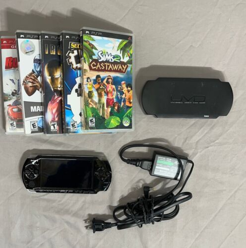 Sony PSP-3001 Console Black Tested/Working 4GB Memory Card 5 Games and Case
