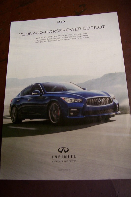 2017 2018 2019 INFINITI Q50 Red Sport 400 v6 twin turbo magazine ad Q60 Q70 G35