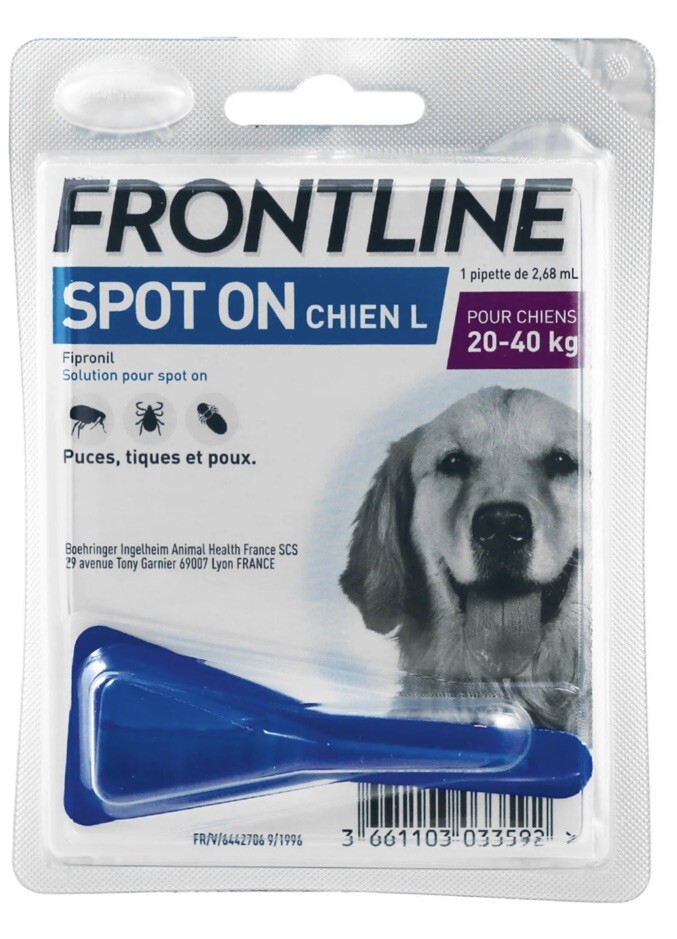 Frontline anti-puce grand chien 20-40kg pour des moments complices sans parasites