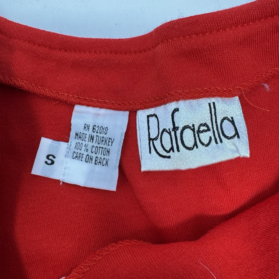 Vestido Rafaella Vermelho Maxi Tamanho S Manga Curta Bordado Floral Algodão - Imagem 4 de 4