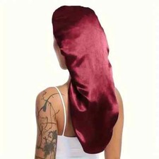Red Long Silky Satin Sleep Bonnet