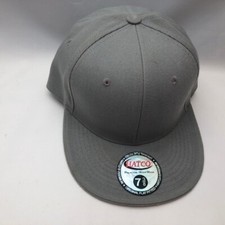 Plain Gray Blank Flat Bill Cap Hat Size 7 3/8 With Tags