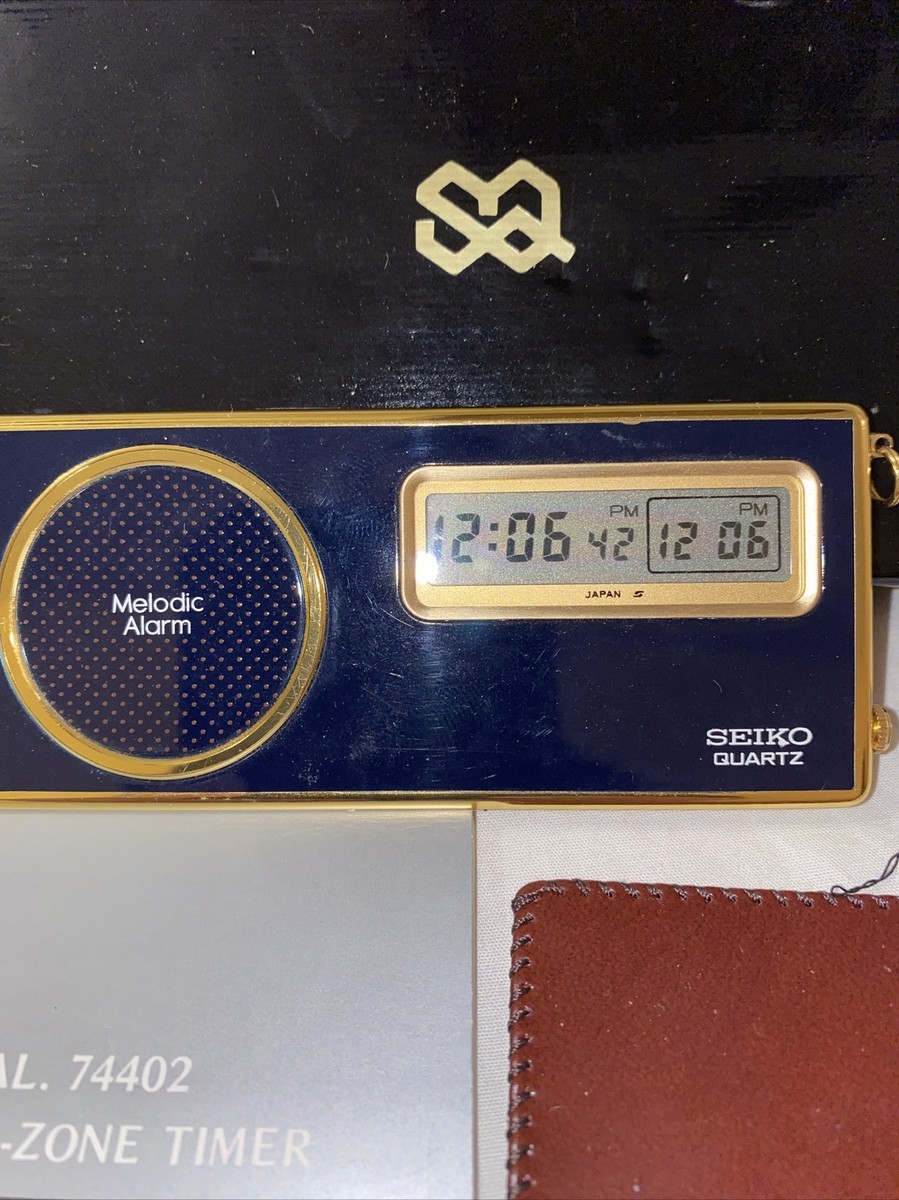 Vintage Seiko Quartz Melodic Alarm Dual Zone Japan 7442-003L 74402