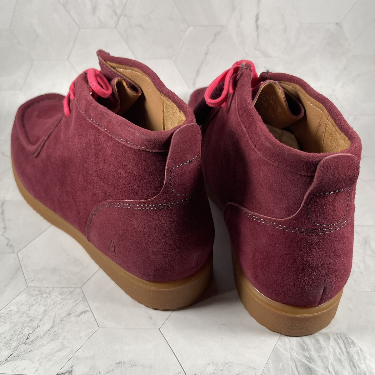Hush Puppies Mens Bridgeport Wine Red Suede Chukka Boots US 