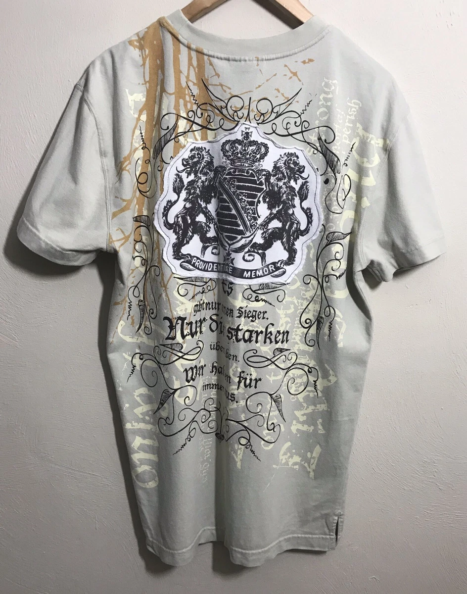 RAW BLUE The denim Guruz GRAPHIC T SHIRT With Patches Size L