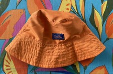 UV Skinz Kids Size 7 UPF 50 Reversible Orange Blue Fish Print Bucket Sun Hat