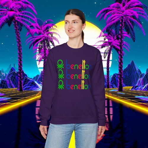 Custom Benetton vintage 1980's design sweatshirt Unisex men women 90s sweater - Picture 35 of 43