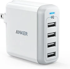 Anker 4-Port USB Wall Charger 40W Fast Charging Foldable Plug for iPhon/Galaxy