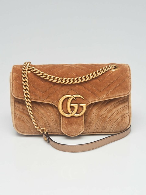 gucci travel bag ebay women GUCCI Women's AUTHENTIC NEW Brown Velvet Marmont Shoulder Bag | eBay