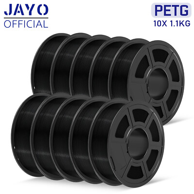 Bulk JAYO 10KG PETG Black 1.75mm Filament 3D Printer 1.1KG Spool Non-brittle CA