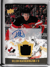 2015 UD TEAM CANADA JUNIORS DILLON HEATHERINGTON AUTO/PATCH RC #112 #d/199