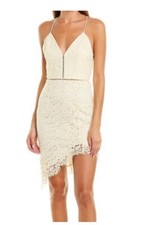 NBD Dress Size XS Ivory/ Cream Only Yours Lace Asymmetrical Hem Strappy Back
