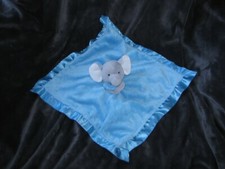 Carters Gray Grey Blue Elephant Satin Security Blanket Rattle Plush Baby Toy