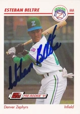 Esteban Beltre Autographed Signed Impel Card Denver Zephyrs 1991 Line Drive #128