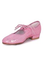 Scarpe da ballo stazione rosa scintillante glitter ologramma rubinetto punta e tallone aderenti