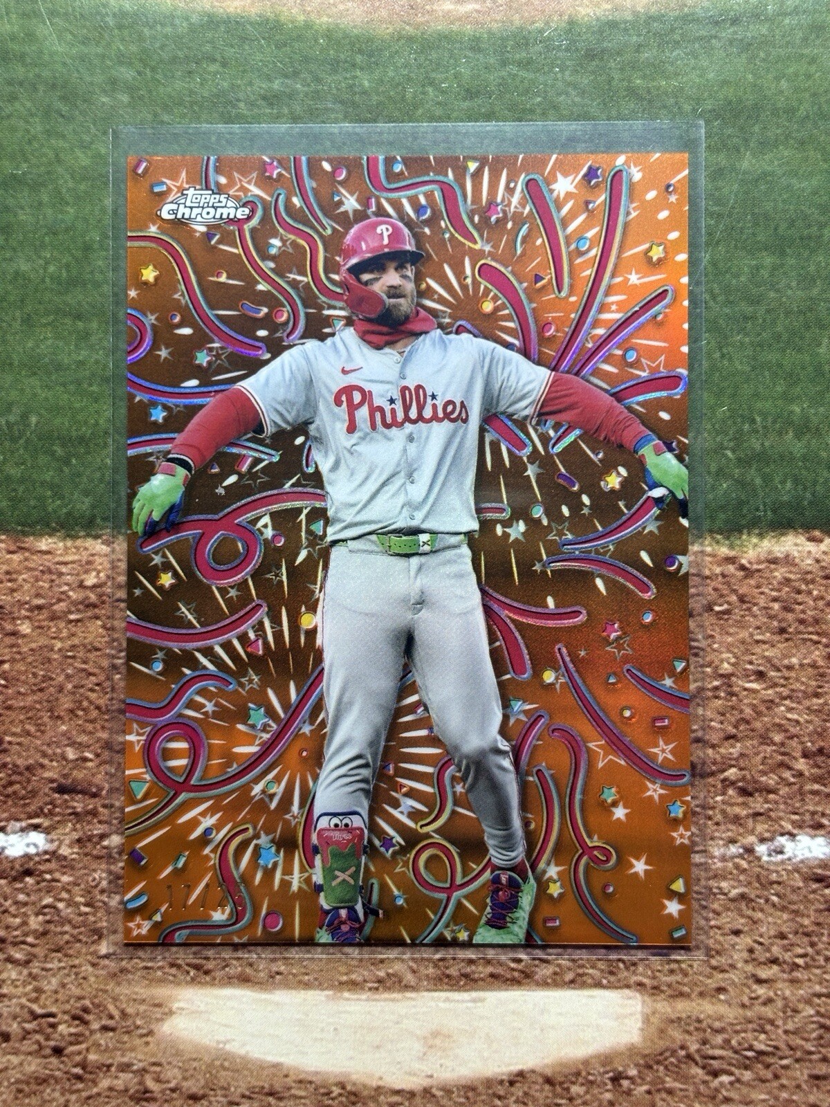 BRYCE HARPER 2024 TOPPS CHROME UPDATE CELEBRACION SSP ORANGE /25 CASE HIT