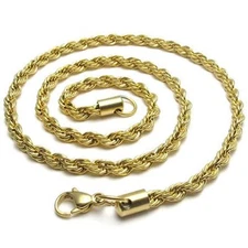  3mm 16"-40"18K Gold plated Stainless Steel Rope Necklace Chain Sb40 USA Seller